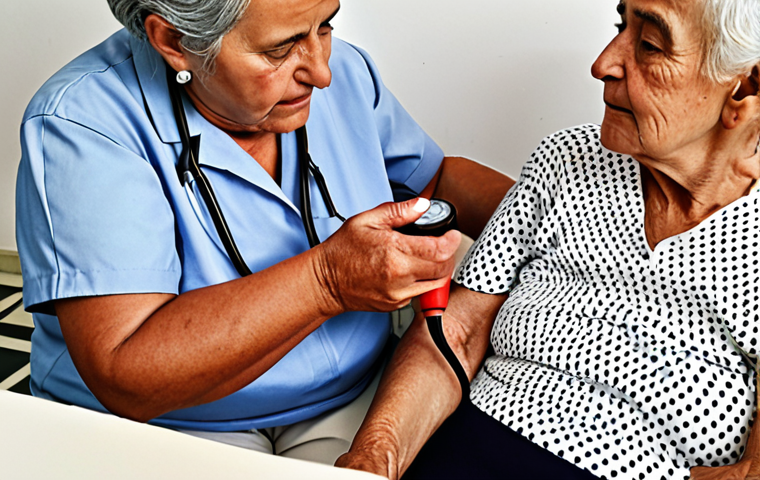 **Image Prompt:** Elderly hypertensive patients in Lisbon measuring their blood pressure, focusing on the impact of salt consumption.