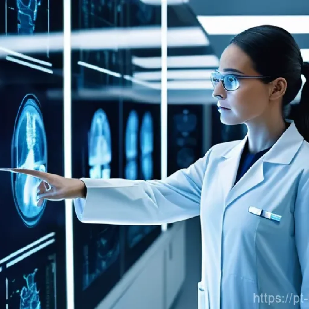 보건학과 보건 경제학 - **Prompt:** A modern, high-tech medical research lab or clinic setting. A female doctor, dressed in ...