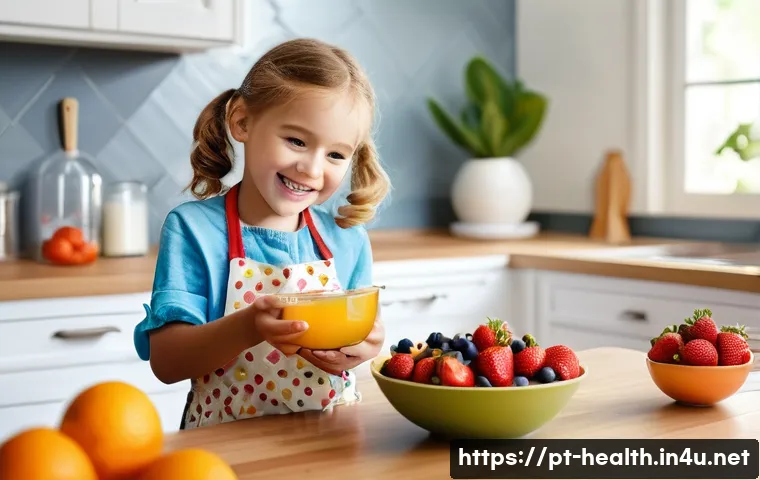 보건학에서의 아동 건강 - **Prompt:** "A vibrant, high-angle shot of a joyful 7-year-old girl with bright, curious eyes, weari...