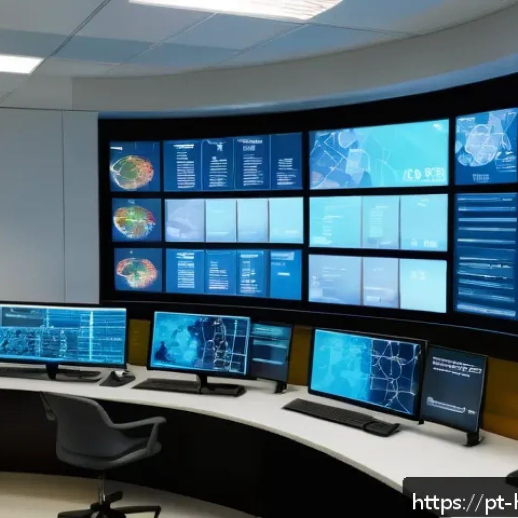 보건학 박사 논문 주제 - A futuristic healthcare control room in a Brazilian urban hospital, showcasing diverse healthcare pr...
