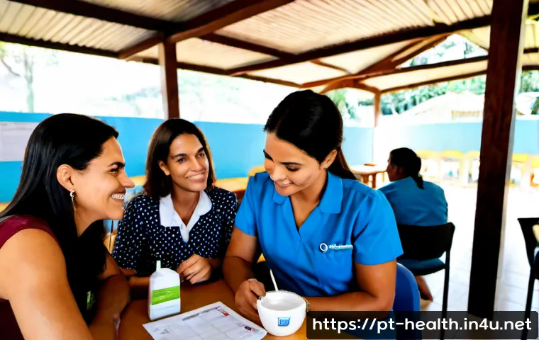 Home 17 보건학과 국제 보건 협력 - Photorealistic international public health collaboration meeting in a bright community health center...